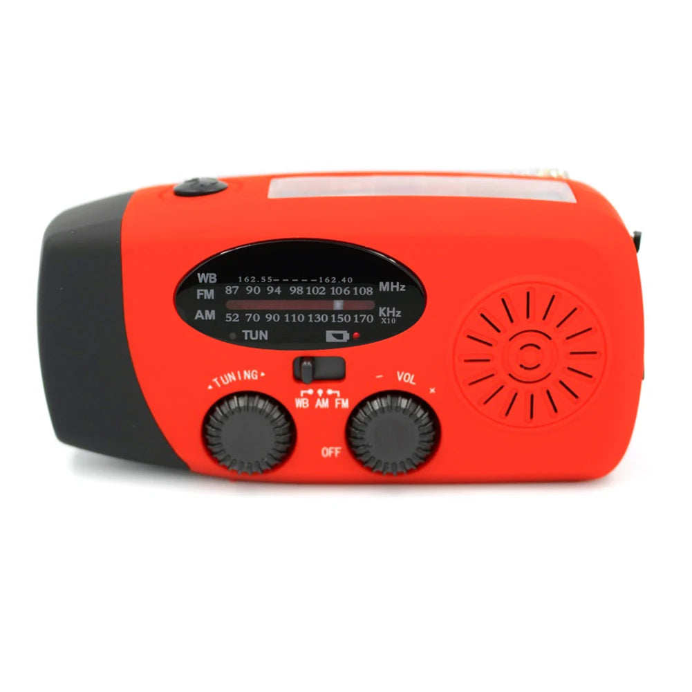 Multifunctional Solar and Hand Crank Radio FM AM WB NOAA Weather Radio 2000mAh USB Rechargeable Emergency LED Flashlight Power Bank