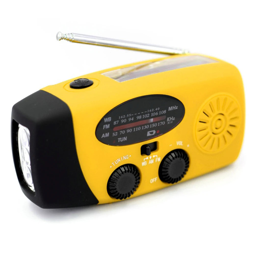 Multifunctionele Zonne- en Handcrank Radio FM AM WB NOAA Weer Radio 2000mAh USB Oplaadbare Nood-LED Zaklamp Powerbank