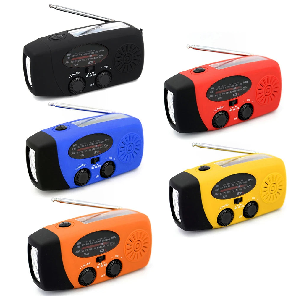 Multifunctional Solar and Hand Crank Radio FM AM WB NOAA Weather Radio 2000mAh USB Rechargeable Emergency LED Flashlight Power Bank