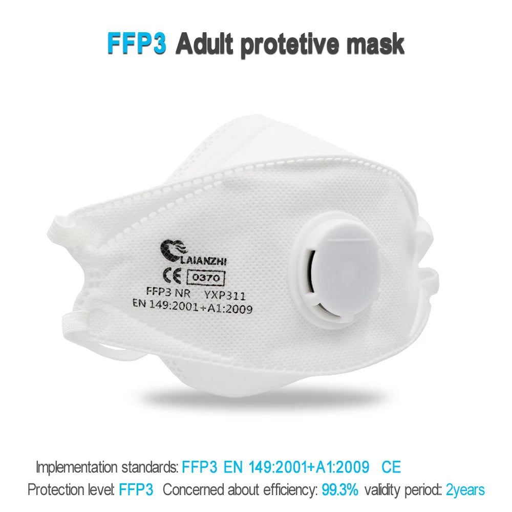 Masque FFP3 de haute qualité EN149:2001+A1:2009 – Masque facial CE en forme de poisson, masque de protection, filtre PM2,5, masque buccal hygiénique à 99 %