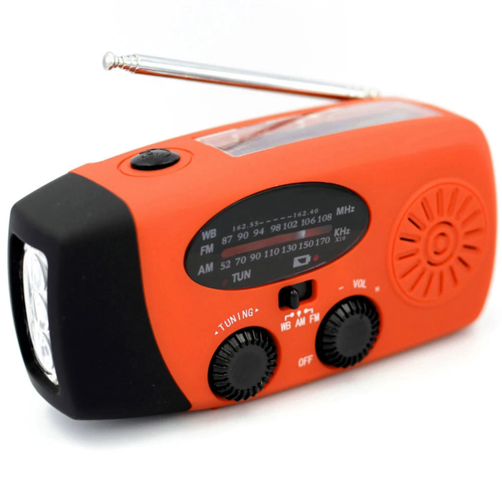 Multifunctional Solar and Hand Crank Radio FM AM WB NOAA Weather Radio 2000mAh USB Rechargeable Emergency LED Flashlight Power Bank