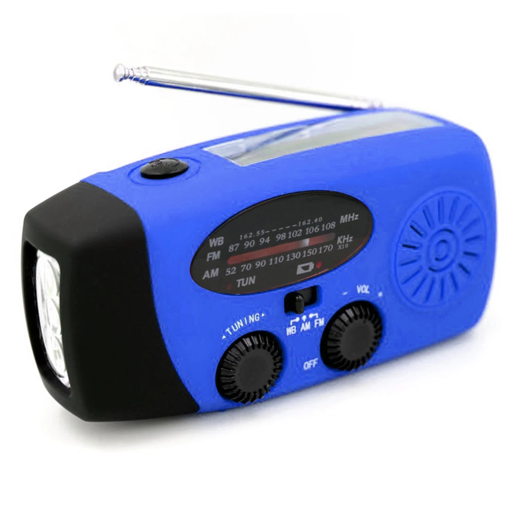 Multifunctionele Zonne- en Handcrank Radio FM AM WB NOAA Weer Radio 2000mAh USB Oplaadbare Nood-LED Zaklamp Powerbank