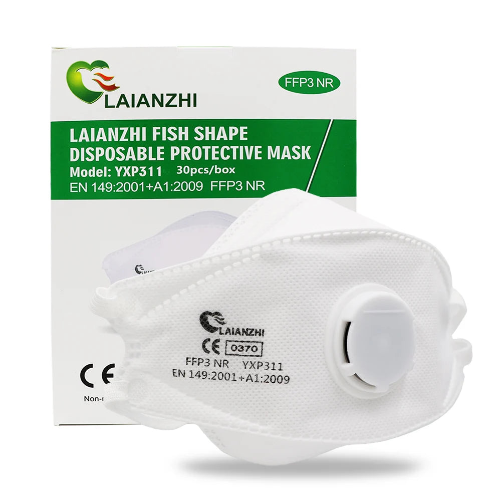 Hoge Kwaliteit FFP3 Masker EN149:2001+A1:2009 – Visvormig CE Gezichtsmasker, Beschermend Masker, PM2.5 Filter, 99% Hygiënisch Mondkapje