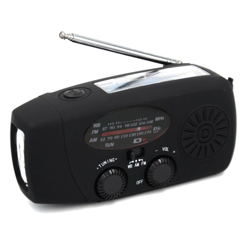 Multifunctionele Zonne- en Handcrank Radio FM AM WB NOAA Weer Radio 2000mAh USB Oplaadbare Nood-LED Zaklamp Powerbank