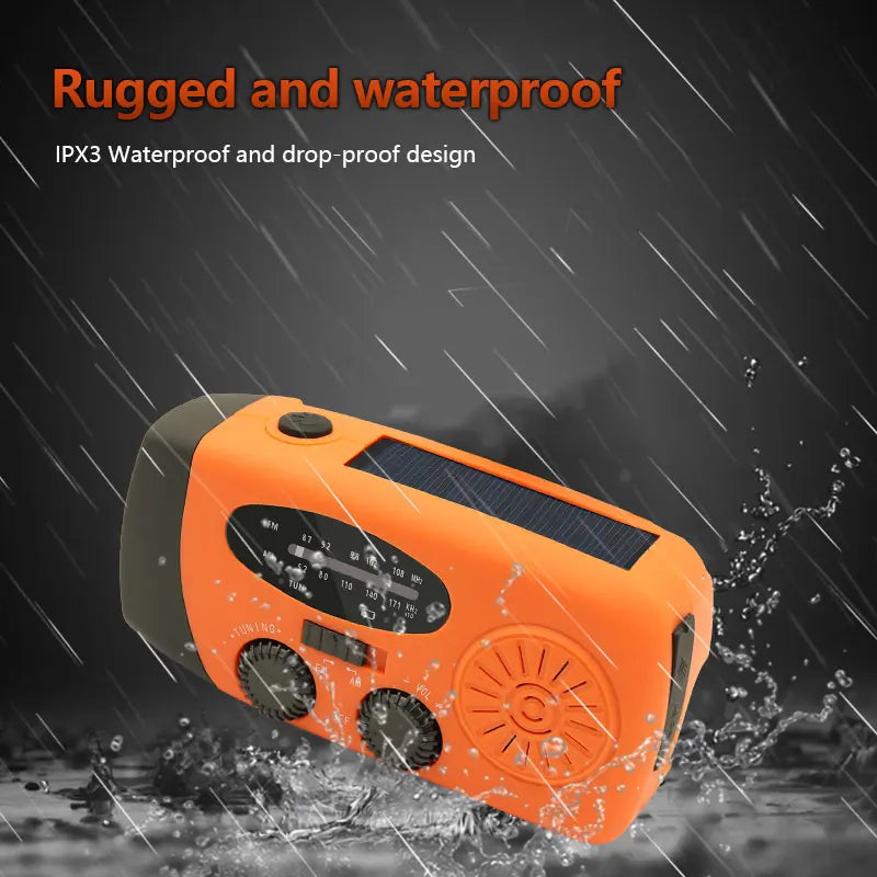 Emergency Radio – Hand Charging &amp; Solar Power, AM/FM/NOAA, Portable Power Bank at the Same Time