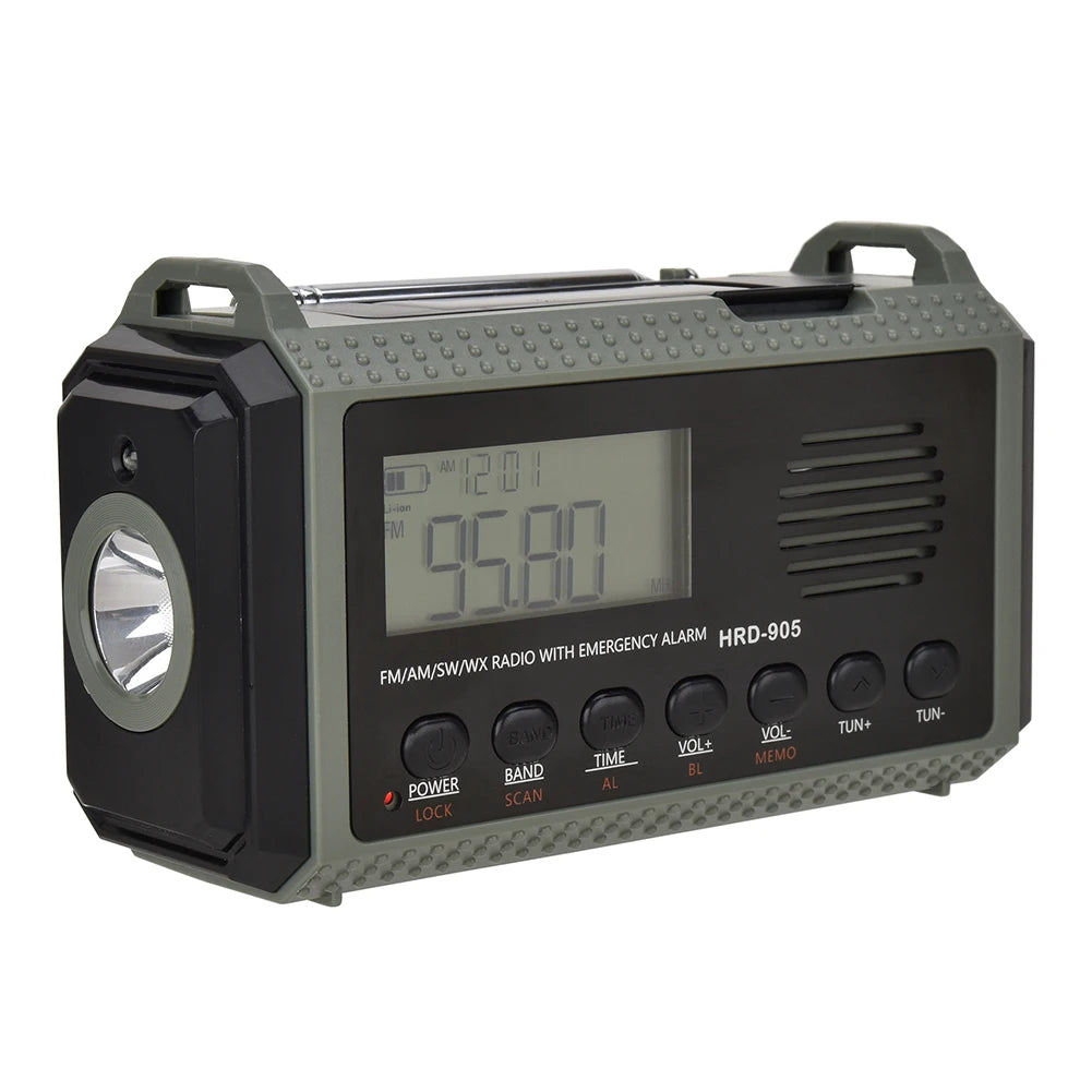 Multifunctionele Zonne- en Hand opladend Radio AM FM SW NOAA Weer Radio 10000mAh Noodradio Leeslamp voor Outdoor Survival