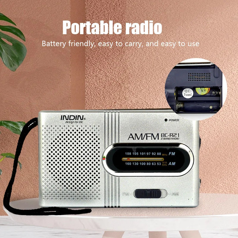 New Portable Mini Radio Handheld AM FM Dual Band Music Player with Telescopic Antenna