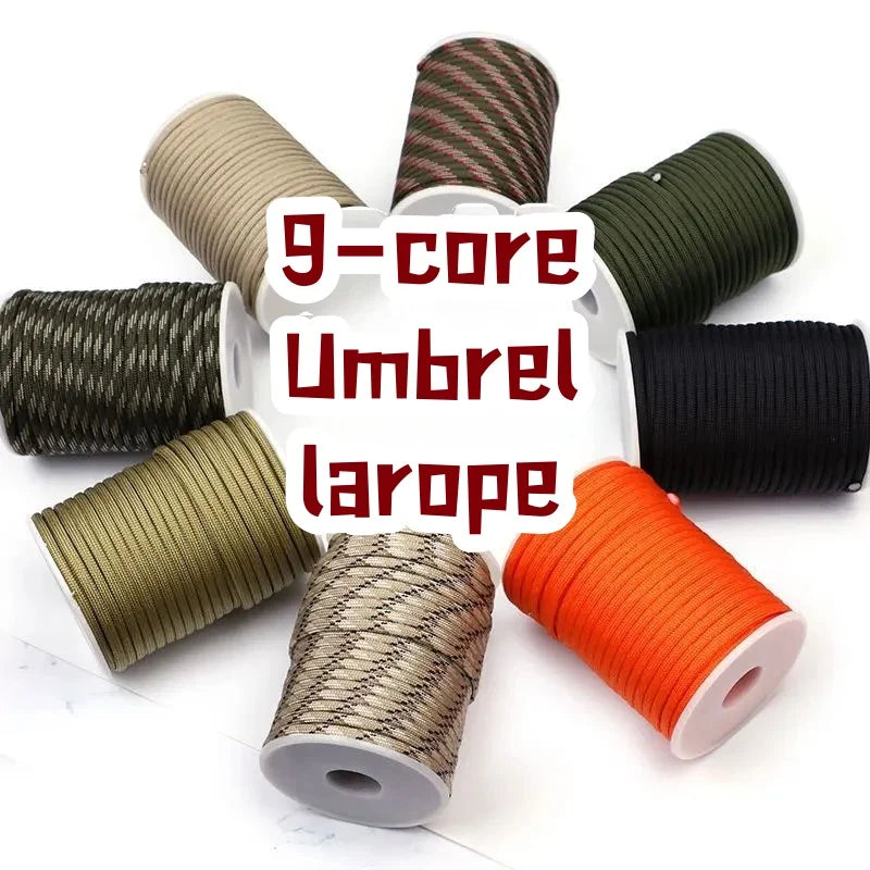 30M 550 Military 9-Core Paracord – 4mm Outdoor Survival Rope for Parachutes, Tent, Lanyard