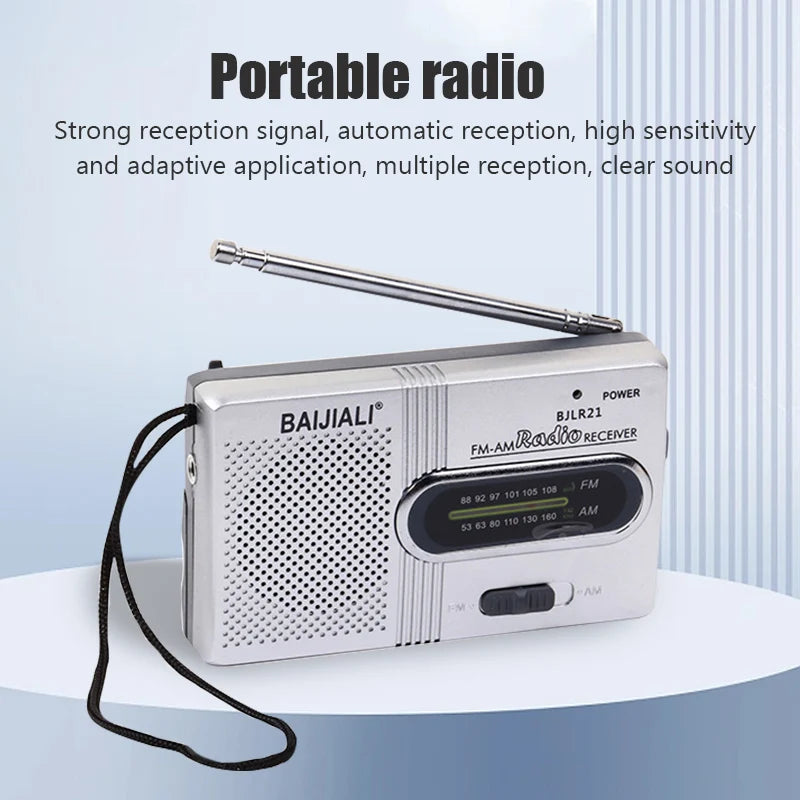 New Portable Mini Radio Handheld AM FM Dual Band Music Player with Telescopic Antenna