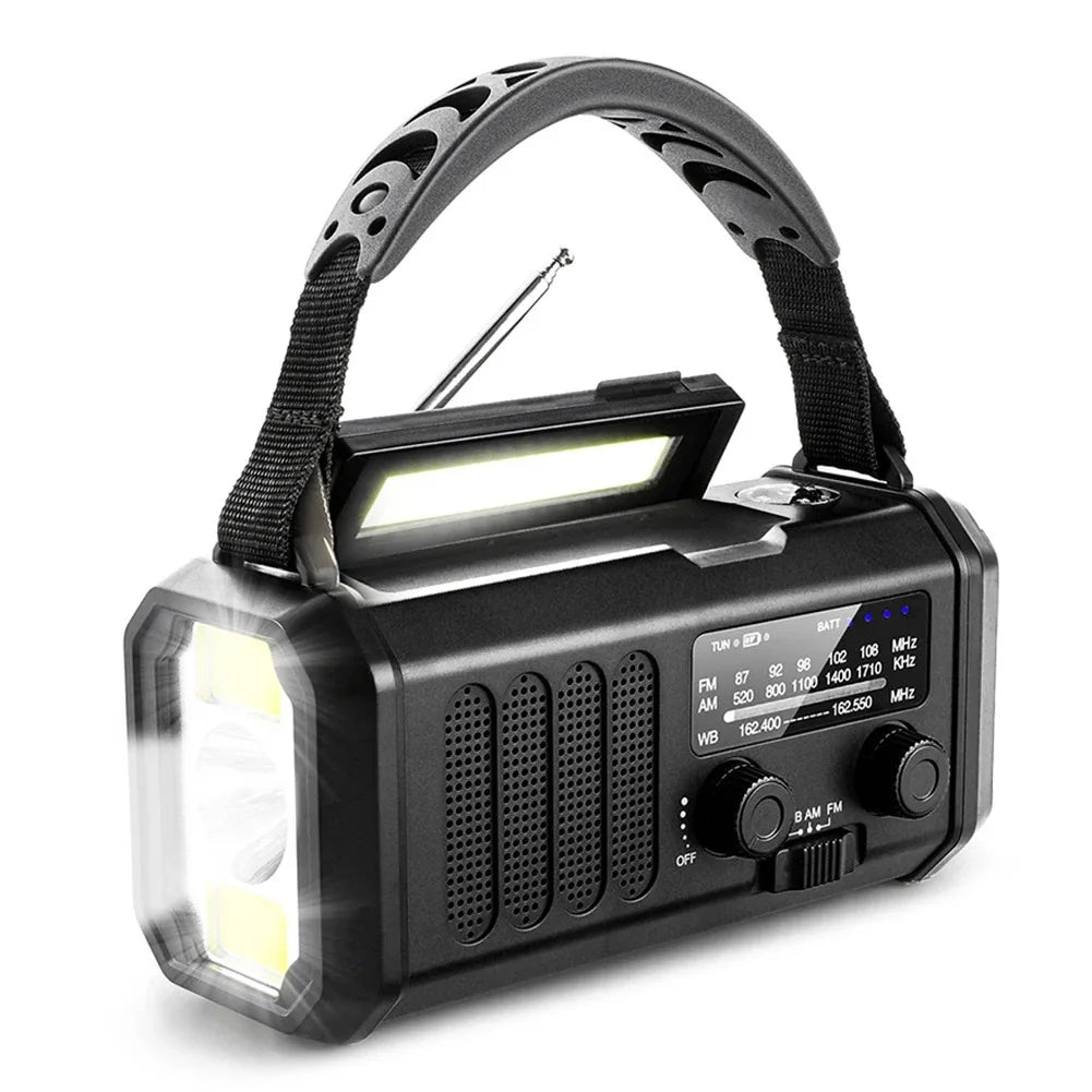 Woopker Radio E30 - 10000mAh en 2000mAh Noodradio met FM/AM/NOAA, Solar Hand Crank Generator, LED Zaklamp, SOS Alarm en Powerbank