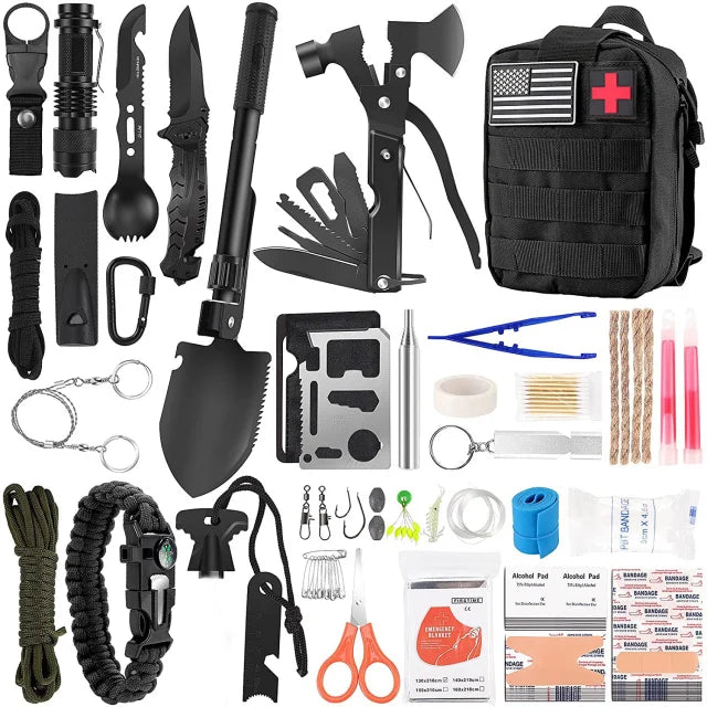 Survival kit 142 pcs trauma and survival backpack