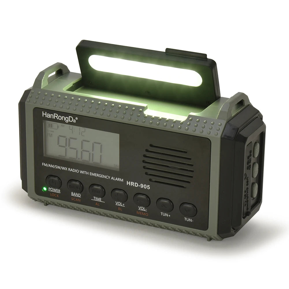 Multifunctionele Zonne- en Hand opladend Radio AM FM SW NOAA Weer Radio 10000mAh Noodradio Leeslamp voor Outdoor Survival