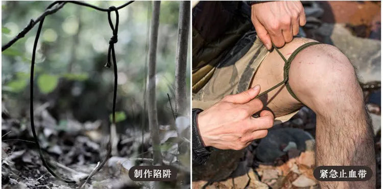 Multifunctional Outdoor Survival Bracelet with Parachute Rope