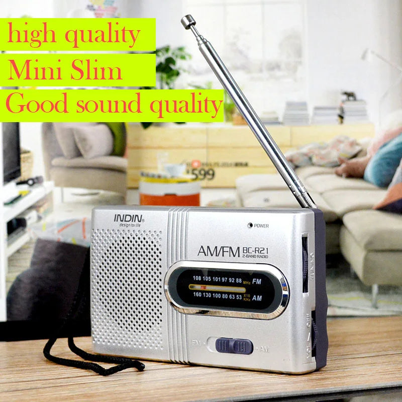 New Portable Mini Radio Handheld AM FM Dual Band Music Player with Telescopic Antenna