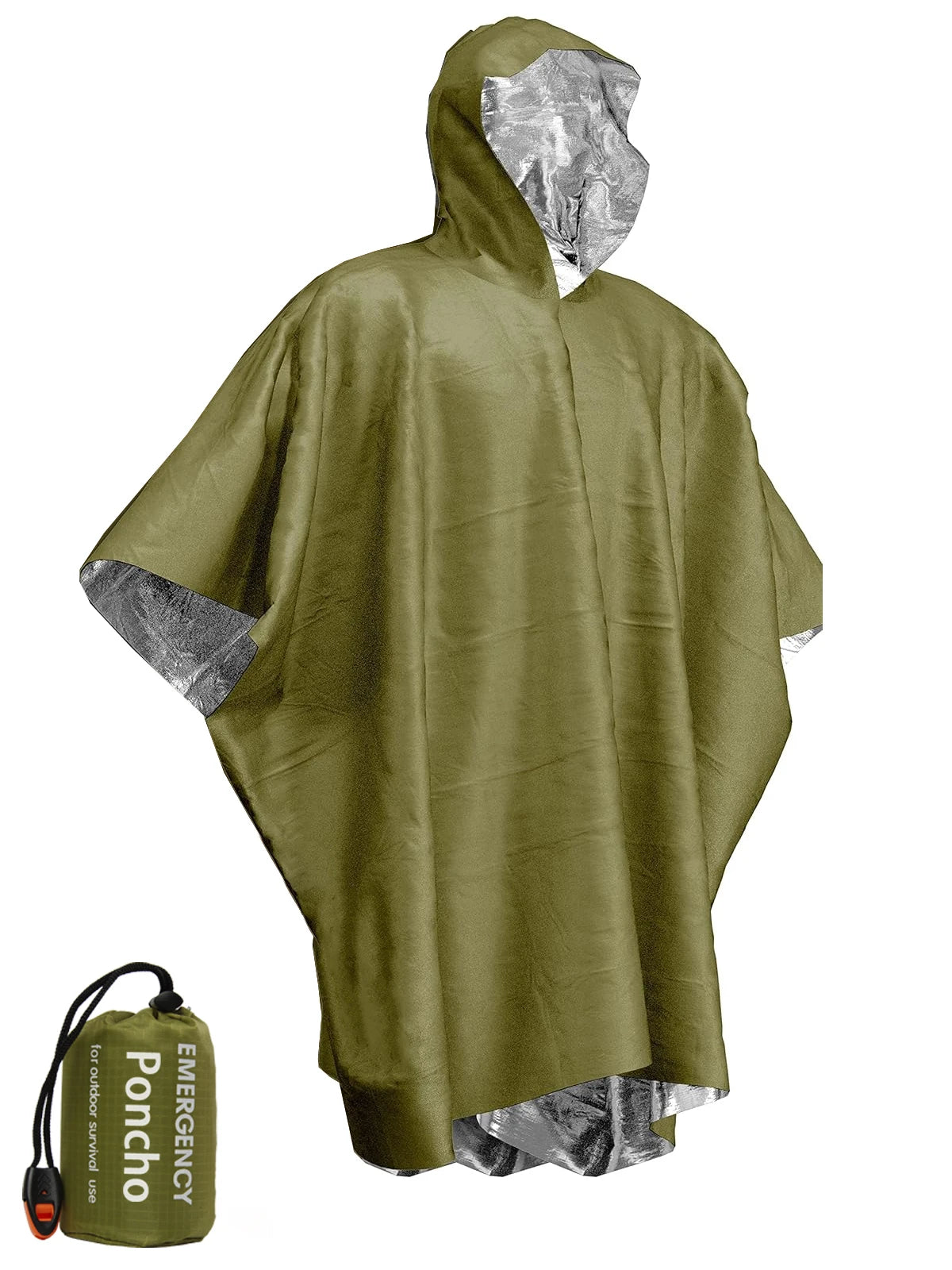 Noodwaterdichte regenjas van aluminiumfolie, poncho, koude isolerende regenkleding en dekens, overlevingshulpmiddel voor kamperen. Ideaal voor bescherming tegen regen en kou tijdens buitenactiviteiten. - survivor's choice Green X 1 survivor's choice