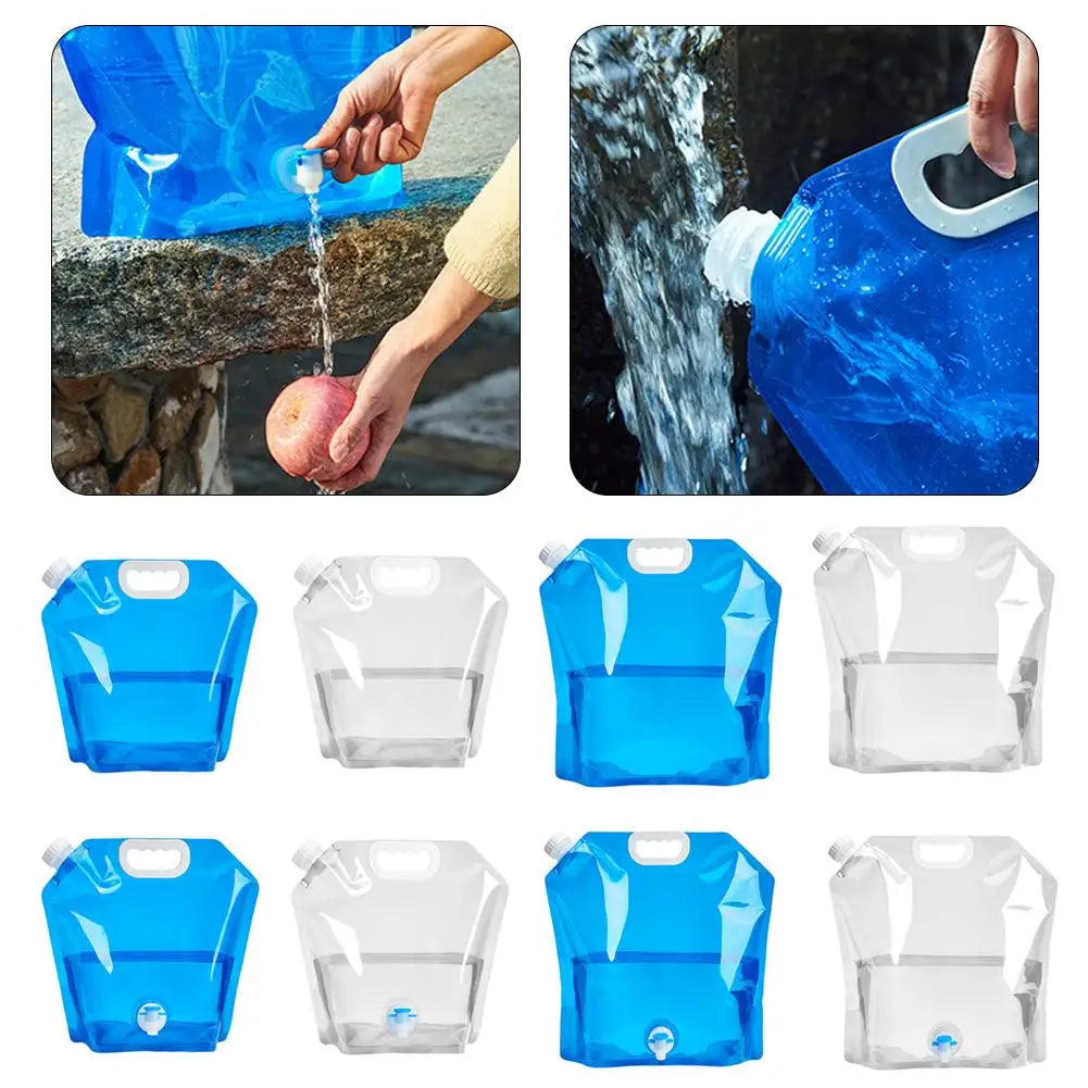 Sac de rangement d'eau pliable 5/10 L – Sécurité et commodité pour le camping, la randonnée et les urgences