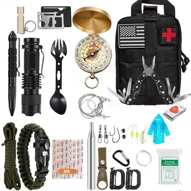 Trousse de premiers secours militaire, équipement de survie et de camping en plein air, kit de survie professionnel, outils de chasse et kit d'urgence