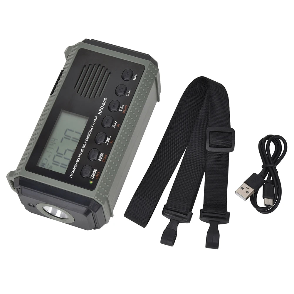 Multifunctionele Zonne- en Hand opladend Radio AM FM SW NOAA Weer Radio 10000mAh Noodradio Leeslamp voor Outdoor Survival