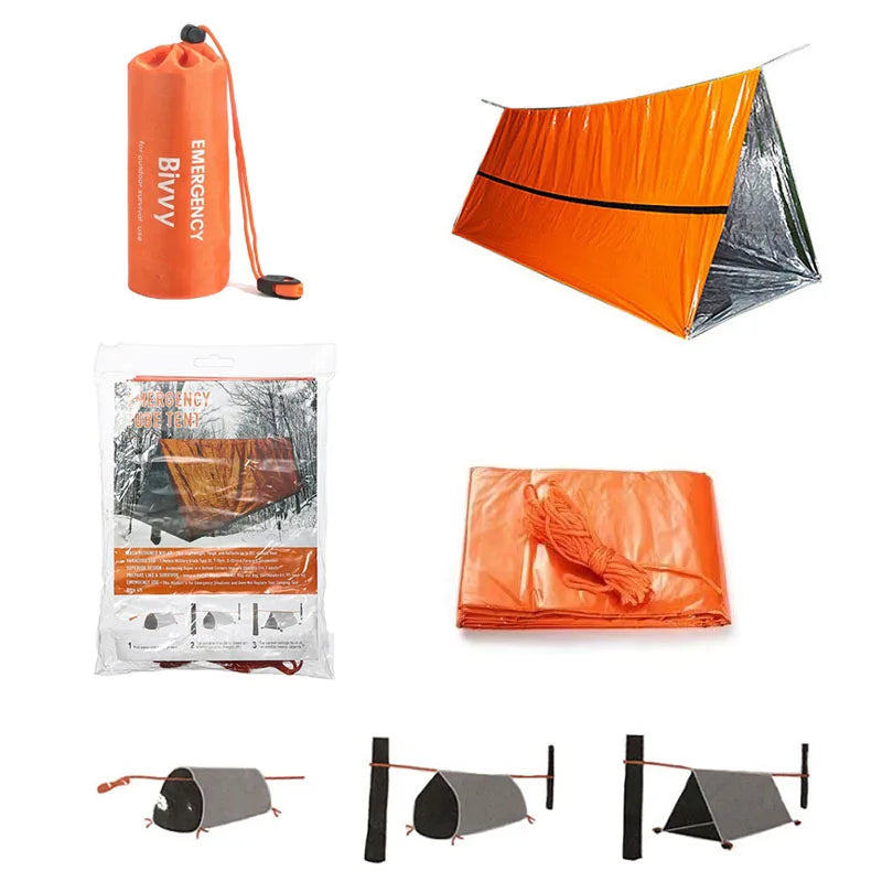 1/5 stuks Survival Tent, compact opgevouwen in een draagtas. Ook geschikt als slaapzak. Waterdichte Outdoor SOS Thermische Deken, herbruikbaar en praktisch. - survivor's choice 1pcs survivor's choice