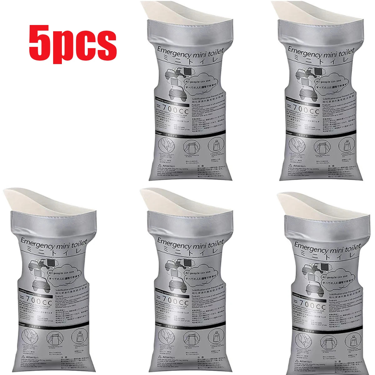 5-10 stuks 700ML Wegwerp Urinezakken voor Outdoor Noodgevallen Draagbare Urinezak Verkeersopstopping Camping Wandelen Auto Reizen Braakselzakken - survivor's choice 5PCS survivor's choice