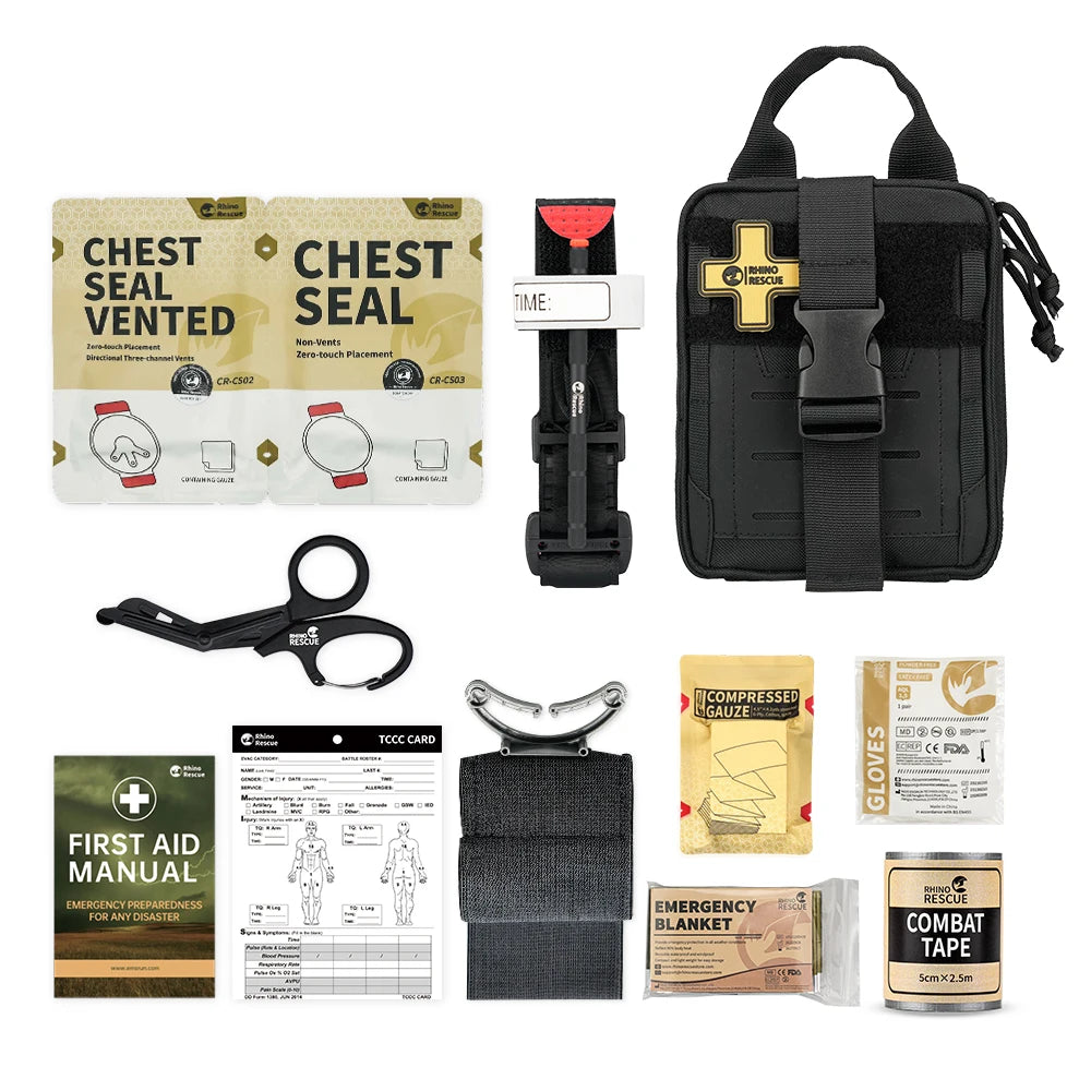 Tactische Overlevingspakket, Trauma Kit en Molle Utility rugtas, ideaal voor overleven, kamperen en wandelen. - survivor's choice CMS KIT-BLACK survivor's choice