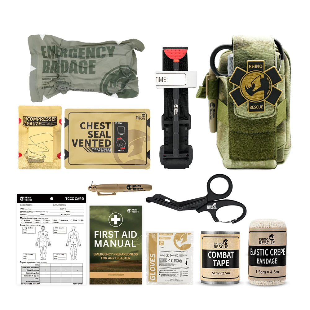 Tactische Overlevingspakket, Trauma Kit en Molle Utility rugtas, ideaal voor overleven, kamperen en wandelen. - survivor's choice EDC POUCH-GREEN survivor's choice