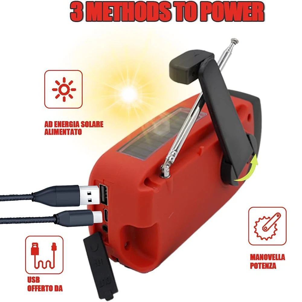 Deze draagbare zaklamp met 2000mAh batterij biedt krachtige verlichting en kan worden opgeladen via zonne-energie of stroom, ideaal voor outdoor activiteiten en noodsituaties - survivor's choice Black survivor's choice