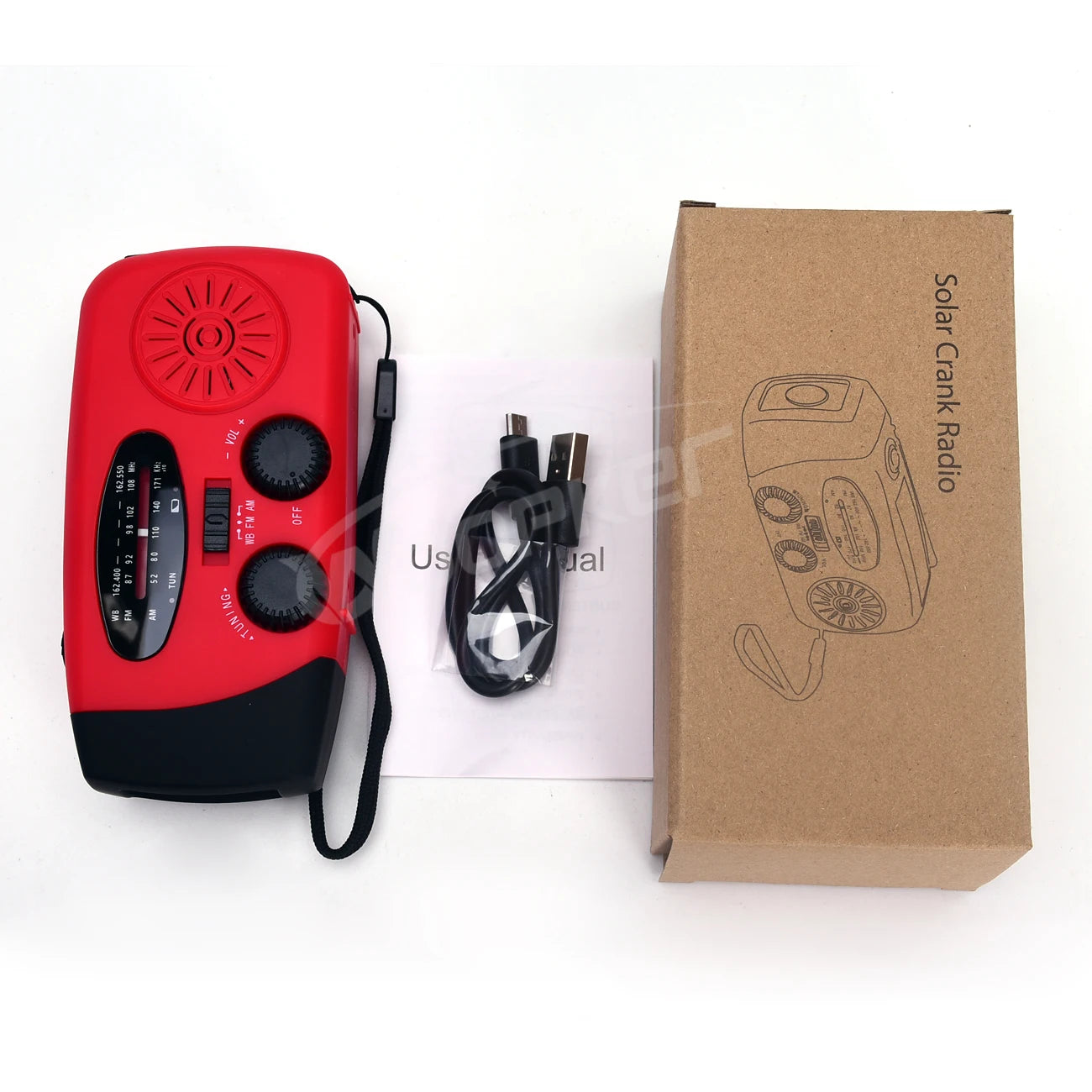 Woopker Radio E30 - 10000mAh en 2000mAh Noodradio met FM/AM/NOAA, Solar Handslingergenerator, LED Zaklamp, SOS Alarm en Powerbank