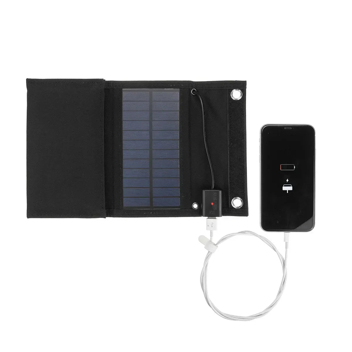 600W 5V opvouwbaar zonnepaneel telefoonoplader, ideaal voor het opladen van je telefoon tijdens kamperen of noodsituaties. Het paneel is voorzien van een USB-uitgang en kan worden gebruikt als powerbank voor mobiele apparaten. - survivor's choice 5fold / CHINA survivor's choice