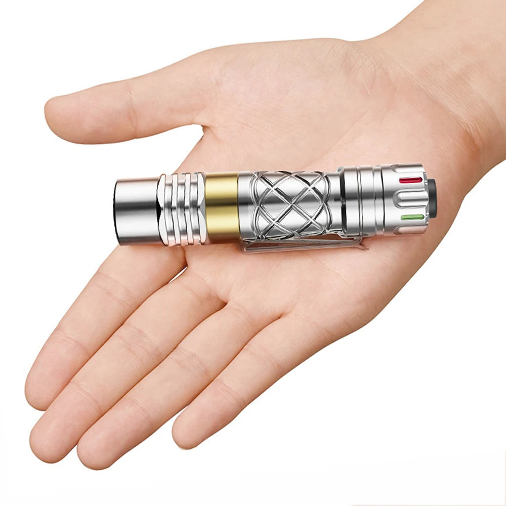 EDC Keychain LED Flashlight 1000 LM - Mini Torch for Self Defense, Hiking &amp; Camping