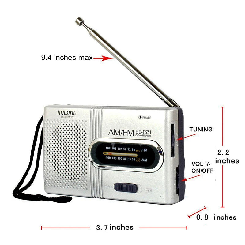 New Portable Mini Radio Handheld AM FM Dual Band Music Player with Telescopic Antenna