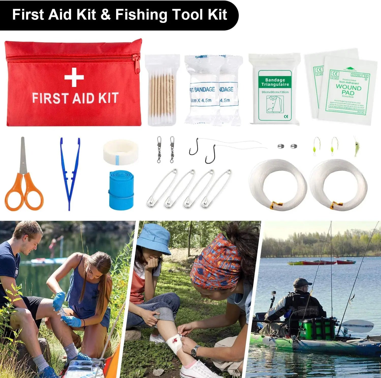 First Aid Kit for Outdoor Survival – Emergency Kit, Travel Bag, SOS Tools, Multitool Kit, EDC Bag for Camping and Hunting