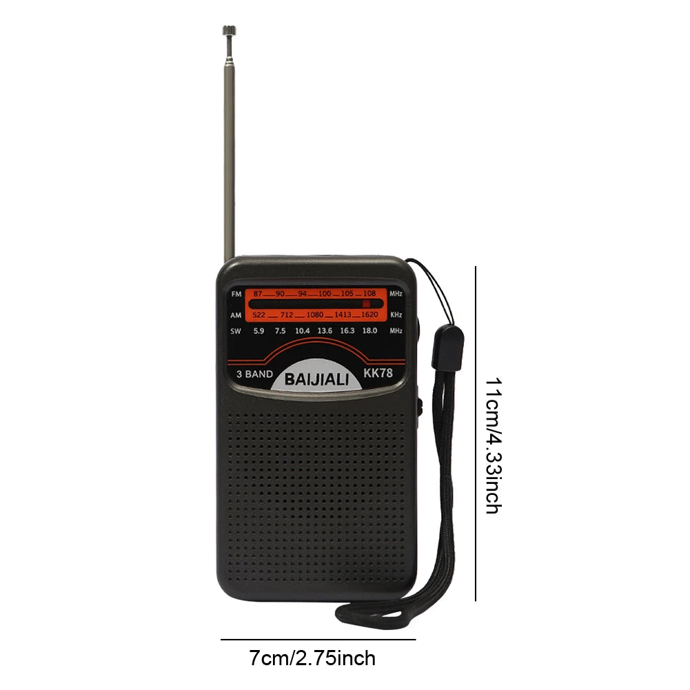 Portable Mini Radio SW/AM/FM Emergency Radio Receiver Telescopic Antenna Digital Radio Built-in Speaker Outdoor Survival Tool