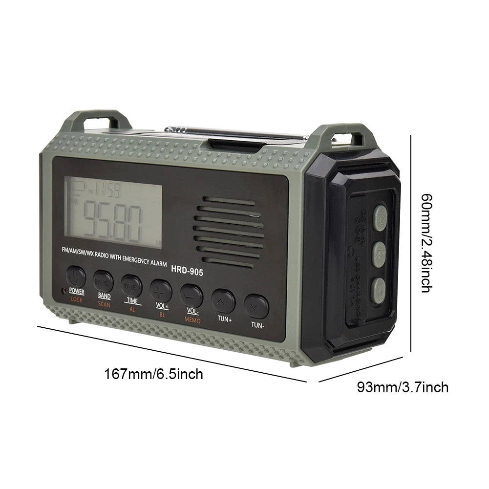 Multifunctionele Zonne- en Hand opladend Radio AM FM SW NOAA Weer Radio 10000mAh Noodradio Leeslamp voor Outdoor Survival