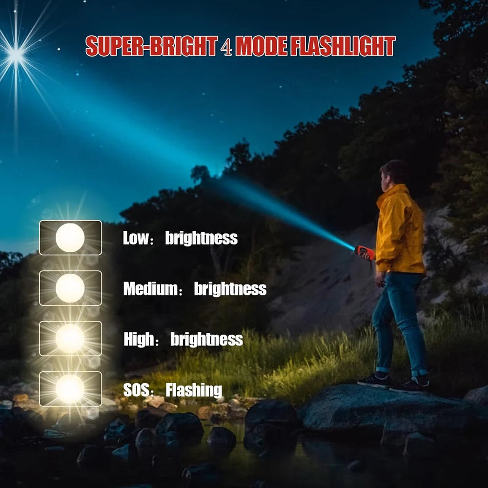 Deze draagbare zaklamp met 2000mAh batterij biedt krachtige verlichting en kan worden opgeladen via zonne-energie of stroom, ideaal voor outdoor activiteiten en noodsituaties - survivor's choice Black survivor's choice