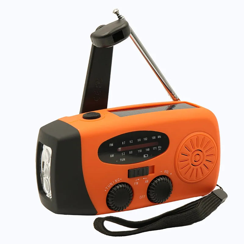 Emergency Radio – Hand Charging &amp; Solar Power, AM/FM/NOAA, Portable Power Bank at the Same Time