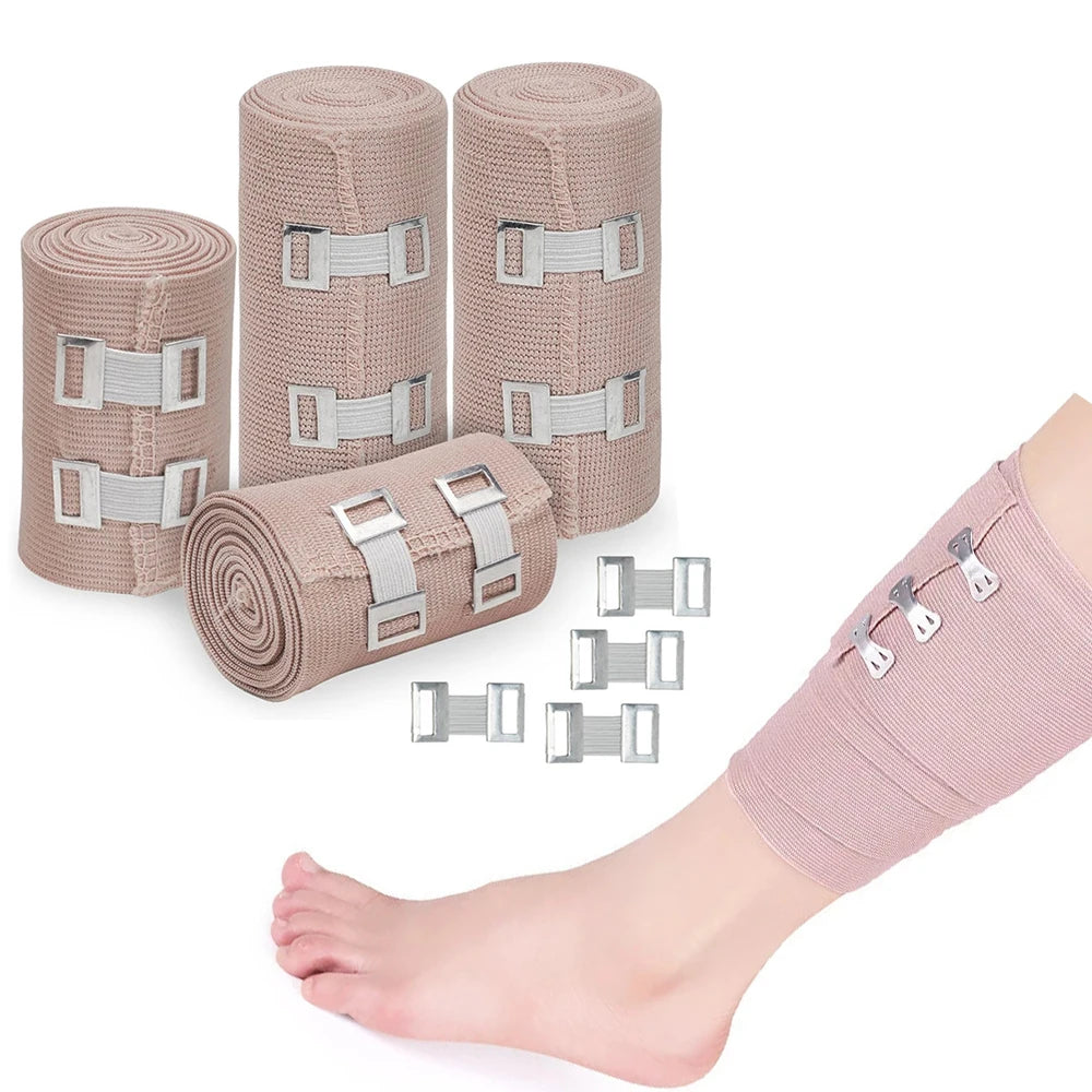 1 Piece Elastic Bandage Wrap with Clips Wound Cover Sprain Treatment