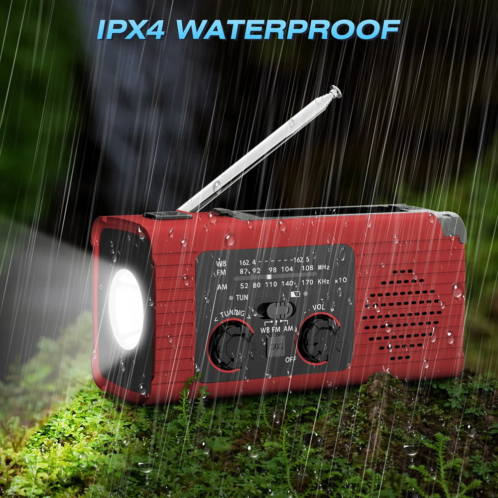 Solar Rechargeable Radio Radio with LED Light Manual Rechargeable Emergency Light Outdoor Adventure Waterproof Emergency Light