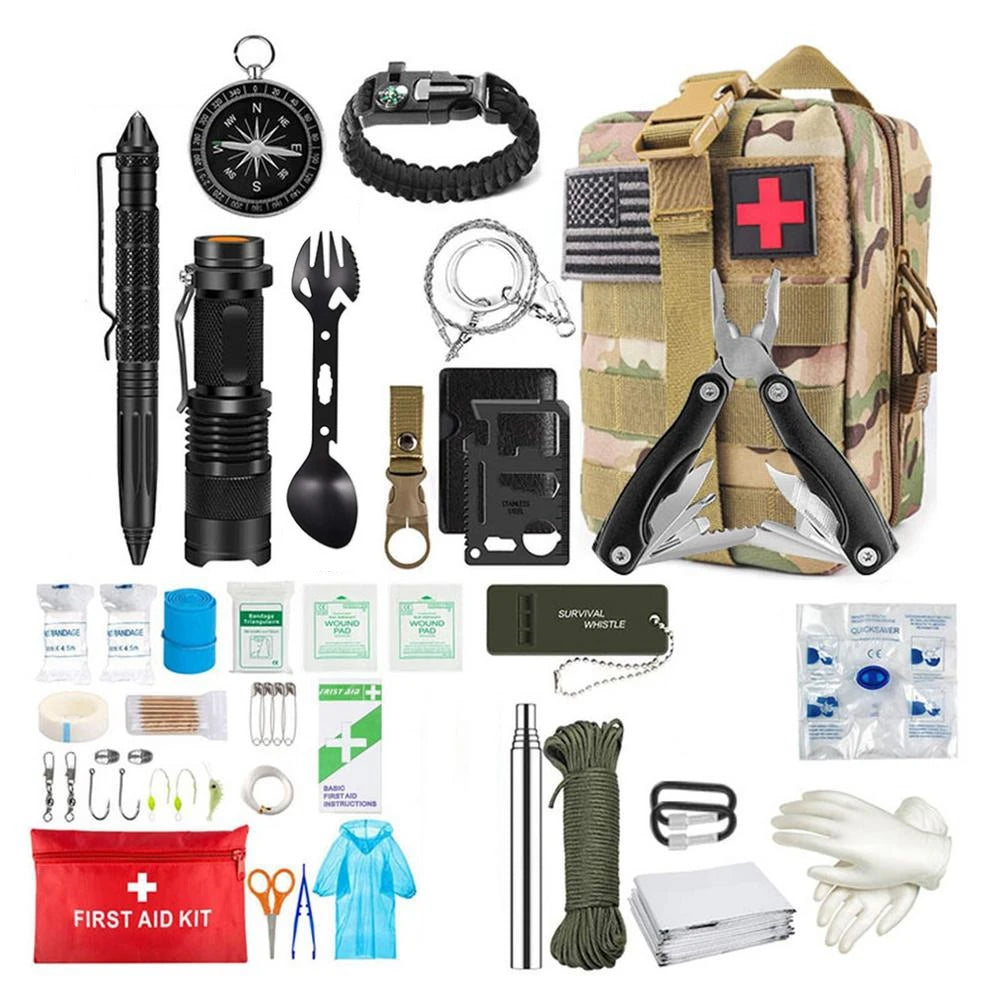 Trousse de premiers secours militaire, équipement de survie et de camping en plein air, kit de survie professionnel, outils de chasse et kit d'urgence