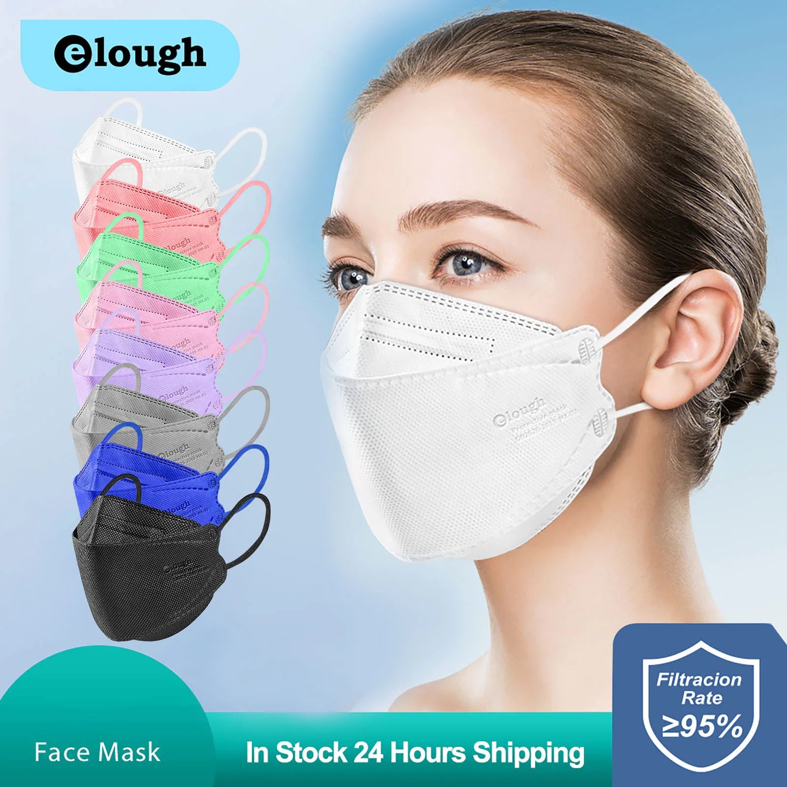 10x Masques faciaux jetables - Protection colorée en extérieur