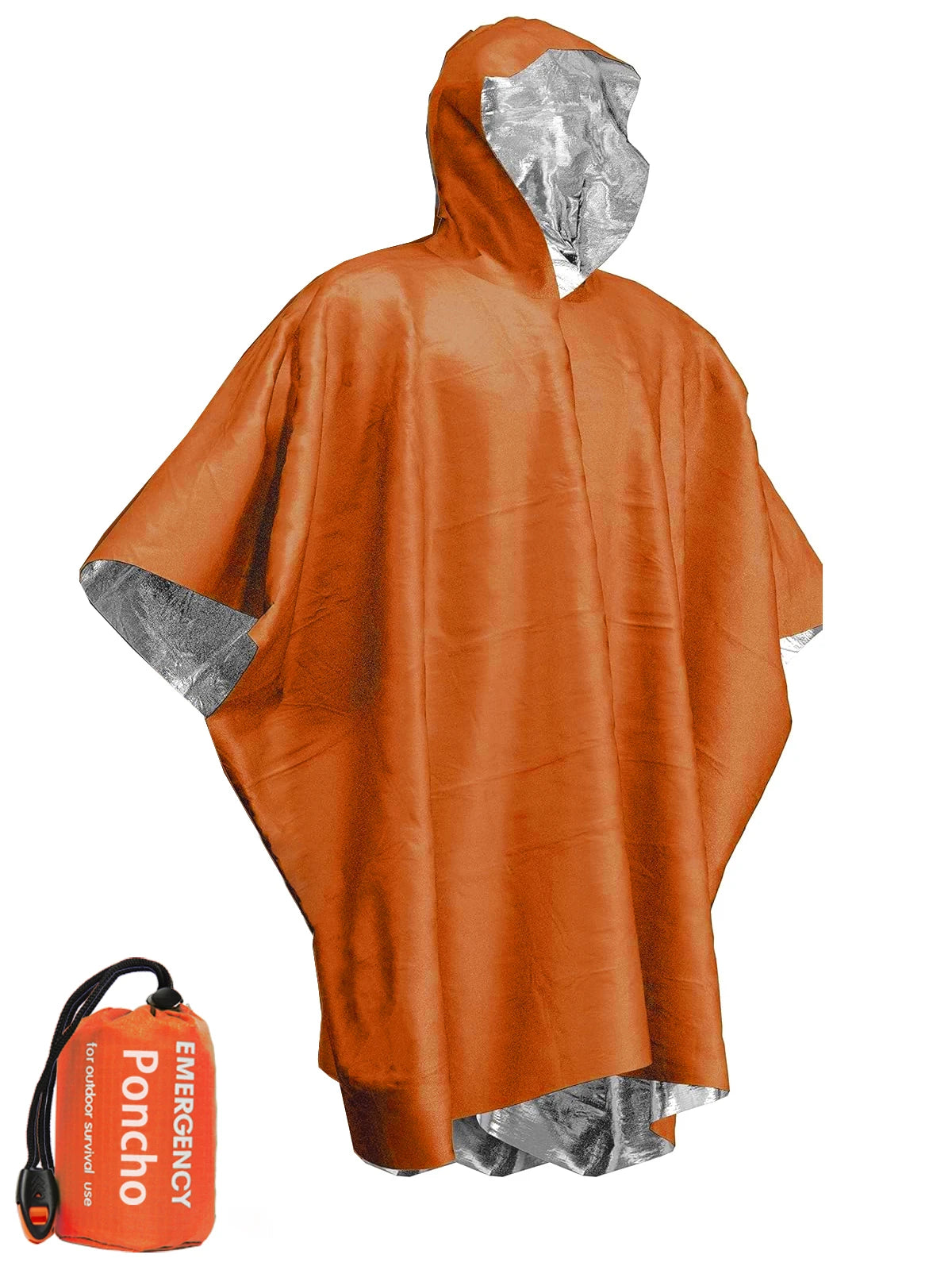 Noodwaterdichte regenjas van aluminiumfolie, poncho, koude isolerende regenkleding en dekens, overlevingshulpmiddel voor kamperen. Ideaal voor bescherming tegen regen en kou tijdens buitenactiviteiten. - survivor's choice Orange X 1 survivor's choice