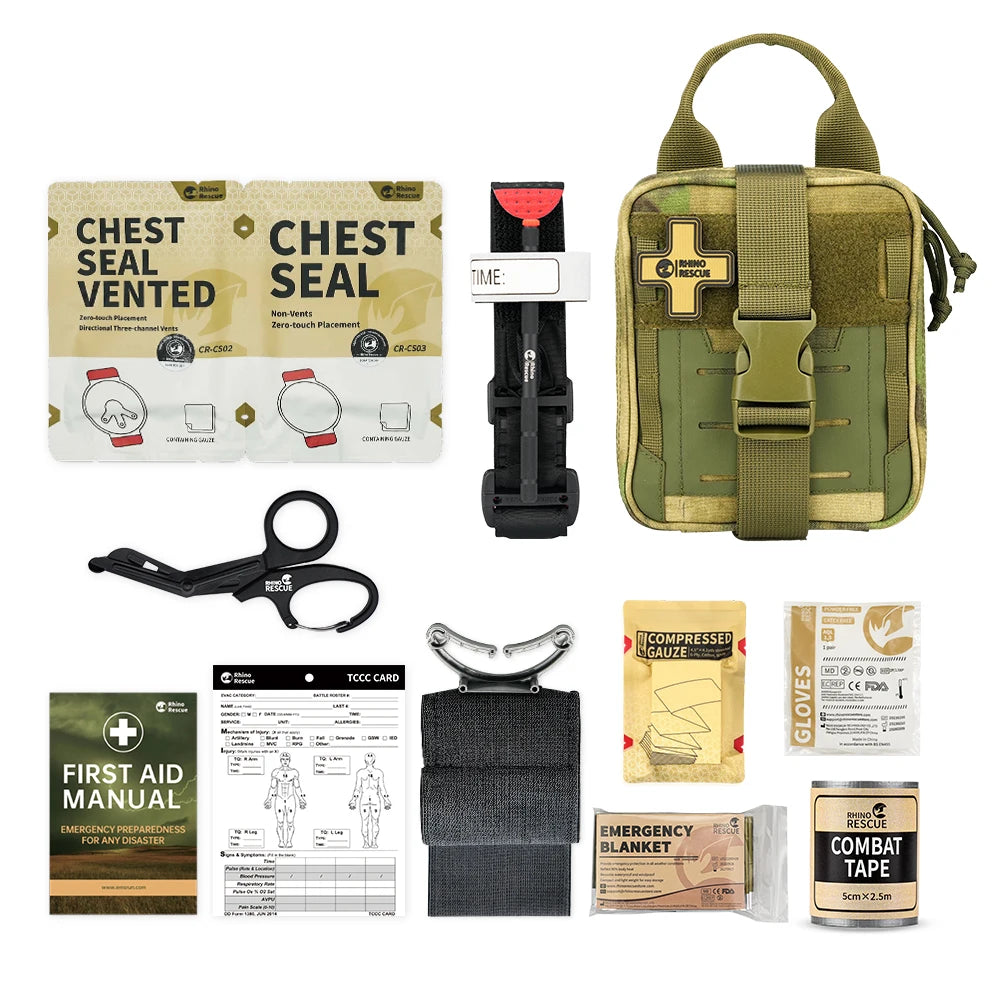 Tactische Overlevingspakket, Trauma Kit en Molle Utility rugtas, ideaal voor overleven, kamperen en wandelen. - survivor's choice CMS KIT-GREEN survivor's choice