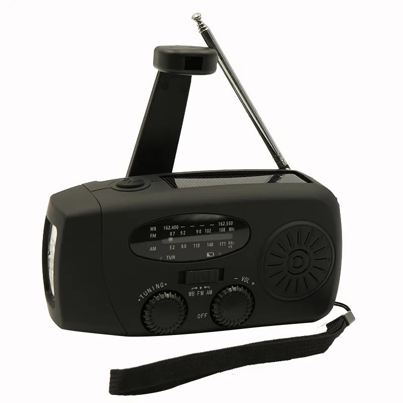 Emergency Radio – Hand Charging &amp; Solar Power, AM/FM/NOAA, Portable Power Bank at the Same Time