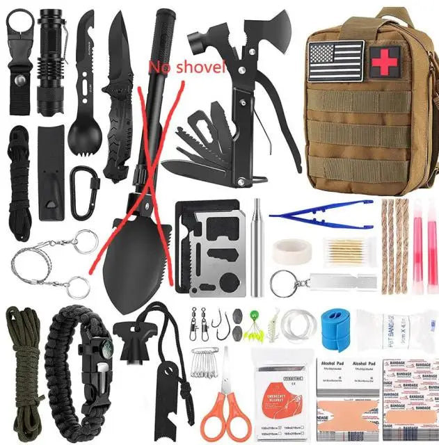 Survival kit 142 pcs trauma and survival backpack