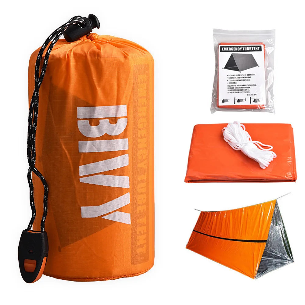 1/5 stuks Survival Tent, compact opgevouwen in een draagtas. Ook geschikt als slaapzak. Waterdichte Outdoor SOS Thermische Deken, herbruikbaar en praktisch. - survivor's choice 1pcs 1 survivor's choice