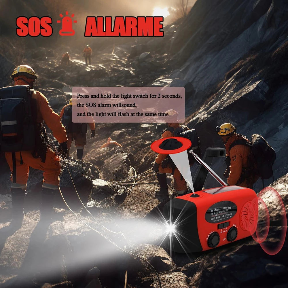 Deze draagbare zaklamp met 2000mAh batterij biedt krachtige verlichting en kan worden opgeladen via zonne-energie of stroom, ideaal voor outdoor activiteiten en noodsituaties - survivor's choice Black survivor's choice