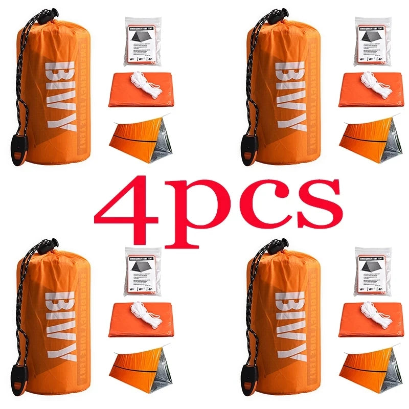 1/5 stuks Survival Tent, compact opgevouwen in een draagtas. Ook geschikt als slaapzak. Waterdichte Outdoor SOS Thermische Deken, herbruikbaar en praktisch. - survivor's choice 4pcs survivor's choice