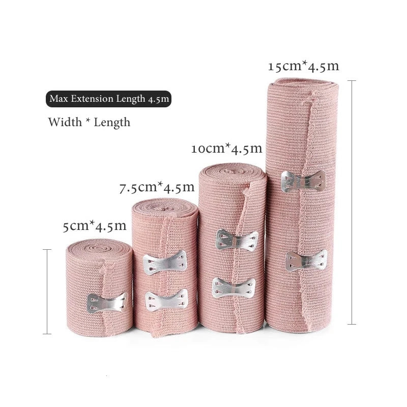 1 Piece Elastic Bandage Wrap with Clips Wound Cover Sprain Treatment