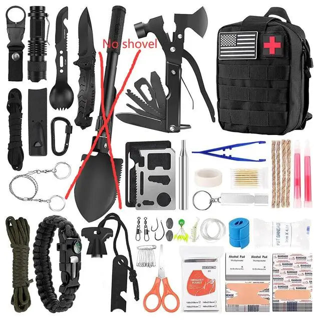 Survival kit 142 pcs trauma and survival backpack