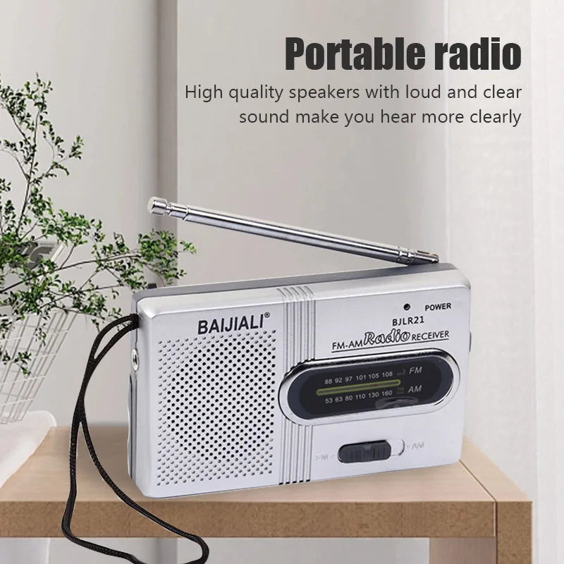 New Portable Mini Radio Handheld AM FM Dual Band Music Player with Telescopic Antenna